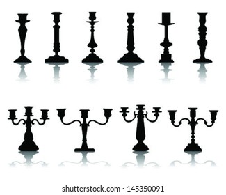 Silhouettes and shadows of candlesticks-vector collection