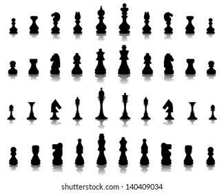 Silhouettes and shadows of chess pieces-vector