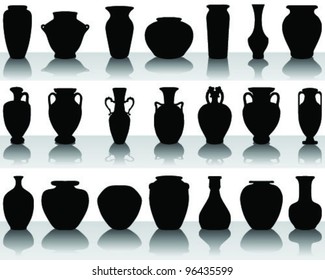 silhouettes and shadows of the vases and jars-vector