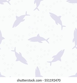 The silhouettes of sharks. Seamless abstract ornament. Vector illustration.