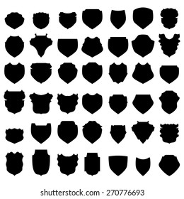 Silhouettes of Shields Isolated on White Background.
