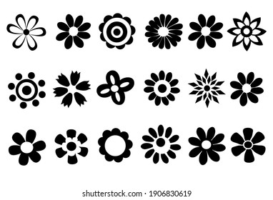 Silhouettes Of Simple Vector Flowers