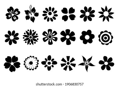 silhouettes of simple vector flowers - Shutterstock ID 1906830757
