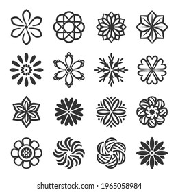silhouettes of simple vector flowers
