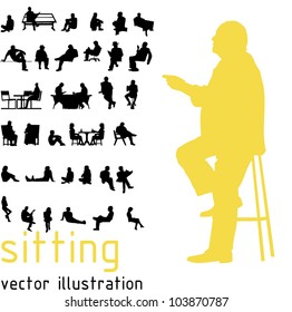 Silhouettes of sitting people.