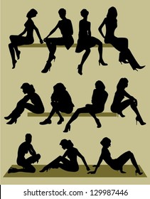 silhouettes of sitting women