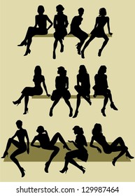 silhouettes of sitting women