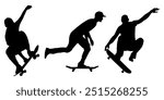 Silhouettes, Skateboarders Silhouettes, Sport Men, Skaters, Skateboarder, Collection, Silhouette, Active, Freestyle, Skateboard, Lifestyle, Black, Isolated, Vector illustration