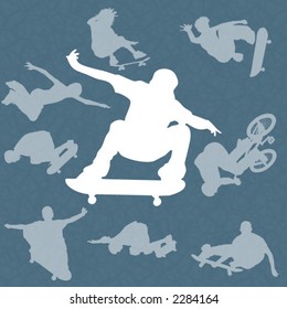 Silhouettes of skaters