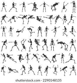 Silhouettes of skull poses with a large collection of motion poses