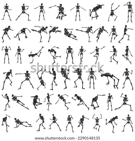 Silhouettes of skull poses with a large collection of motion poses