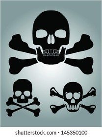 Silhouettes of skulls with crossbones-vector illustration