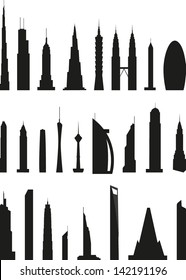 silhouettes of skyscrapers vector set