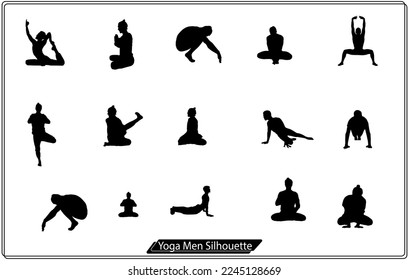 Silhouettes of slim men yoga