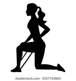 Silhouettes of Slim Woman Doing Fitness Workout Icon for Health and Exercise Themes