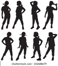 Silhouettes of small girls