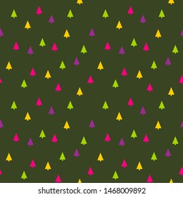Silhouettes of small stylized Christmas trees . Seamless background Vector illustration