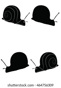 Silhouettes of snails on a white background. Vector image.