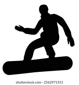 Silhouettes of Snowboarder Men Winter Sports Action