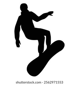 Silhouettes of Snowboarder Men Winter Sports Action