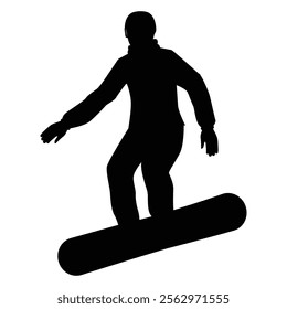 Silhouettes of Snowboarder Men Winter Sports Action