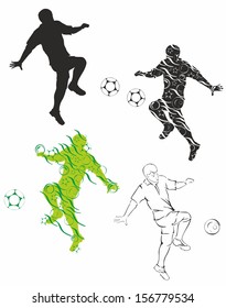 silhouettes of soccer player with ball 1