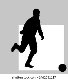 Silhouettes of soccer player on a white background.