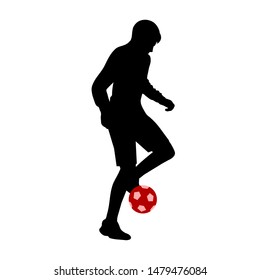 Silhouettes of soccer player on a white background.