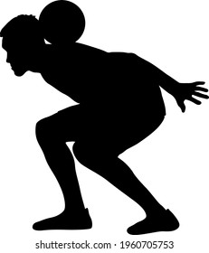 silhouettes of soccer players with the ball on white background.