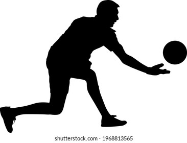 silhouettes of soccer players with the ball on white background.