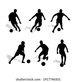 Silhouettes of soccer players basic practice session training, t-shirt, poster, flyer, kit design, sports, trainer isolated objects