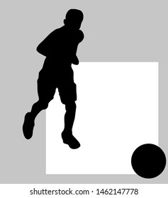 Silhouettes of soccer players on a light background.