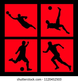 Silhouettes of soccer players vector