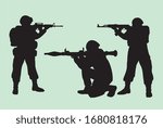 Silhouettes of soldiers with different weapons