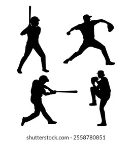 
silhouettes of some movements in baseball