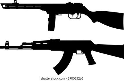 silhouettes of soviet machine guns. vector illustration