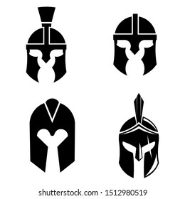 Silhouettes spartan helmet isolated from the background. Vector set of roman or greek warrior helmet.