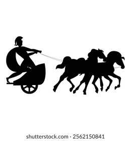 Silhouettes of Spartan or Trojan Ancient Greek Hoplite Warriors