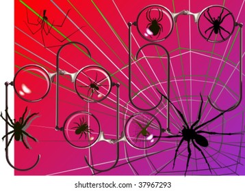 Silhouettes, spiders, vector illustration