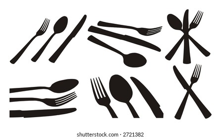 silhouettes of spoon, knife and fork