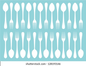 Silhouettes of spoons and forks