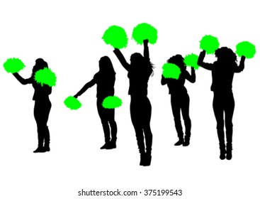 Silhouettes sports girls on a white background