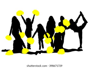 Silhouettes sports girls on a white background