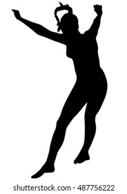 Silhouettes sports girls on a white background