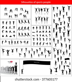  Silhouettes Of Sports People. And Happy Fans