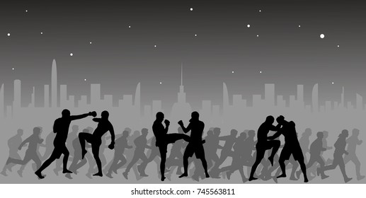 Silhouettes sports people.Poster.