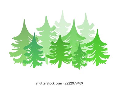 Silhouettes of spruce and pine. Vector image of coniferous trees isolated on white background.