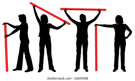 Silhouettes with staff