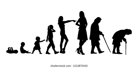 silhouettes of stages of a woman's life. Vector