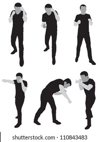 silhouettes stand for sparring